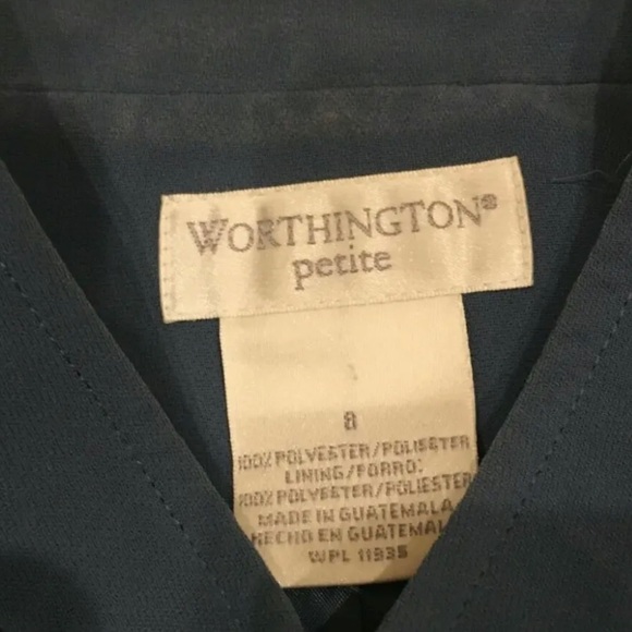 Worthington Petites Suit Jacket Blazer Size 8 Dark Blue - Picture 5 of 7